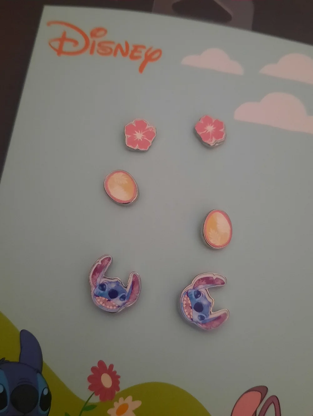 Disney Easter Themed Stitch Bow Hair Clip & Set Of Earrings